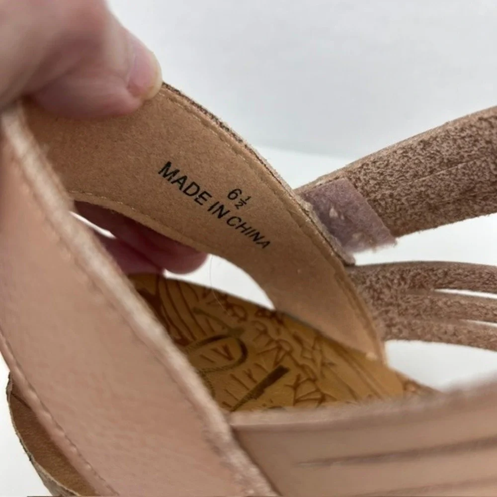 Blowfish Malibu Womens Tan Multi Strap Cork Wedge Sandals Ankle Strap Size 6.5